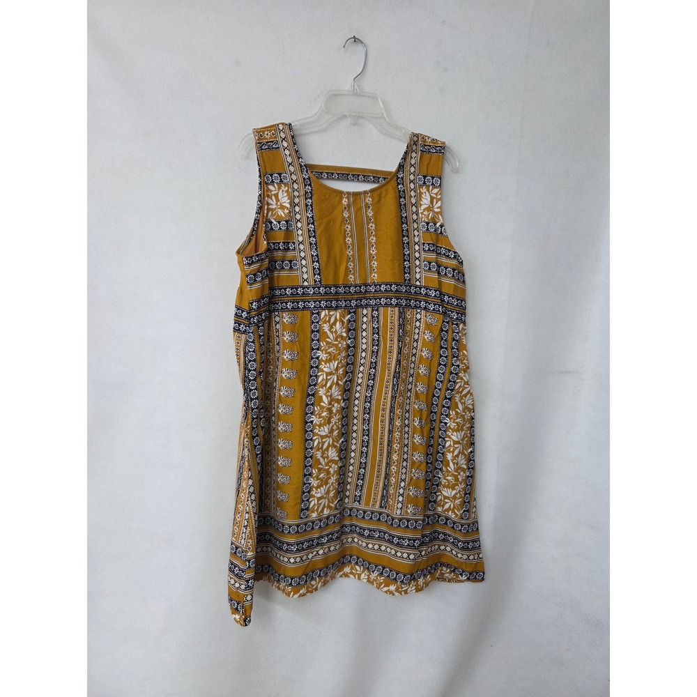 Maurices Mustard Yellow & Black Patterned Mini Dress